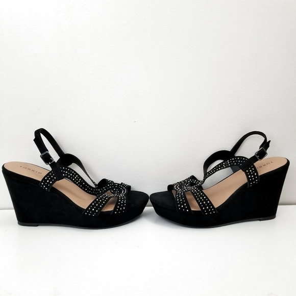 Torrid Black Faux Suede Jeweled Platform Wedges 12W - Picture 6 of 9